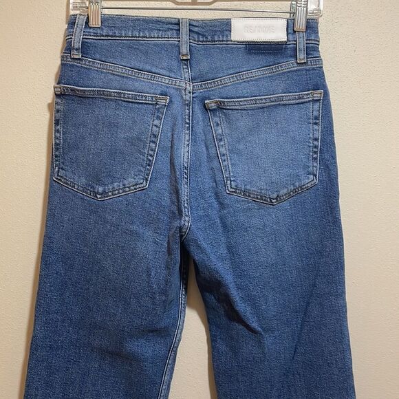 RE/DONE High Rise 70s Stove Pipe Button Fly Raw Hem Denim Jeans Size 26 - Picture 10 of 16